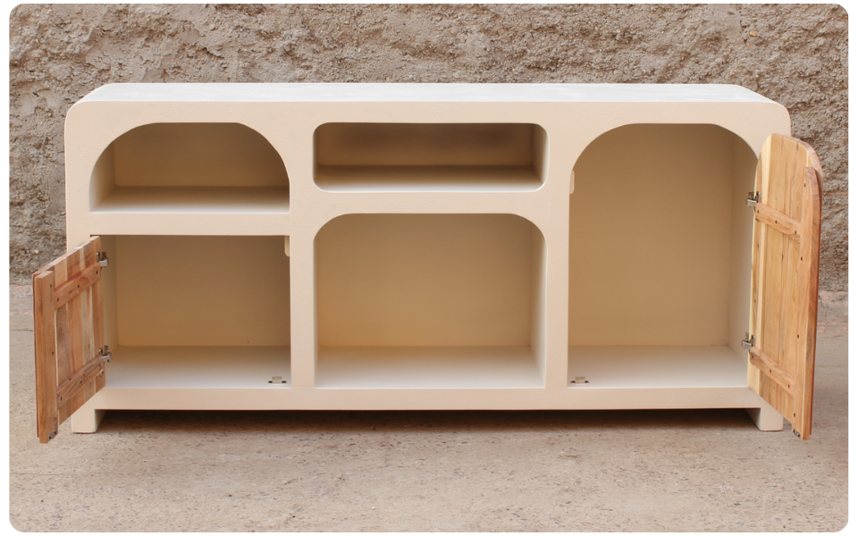 Aparador de madera de acacia y cemento Kurli